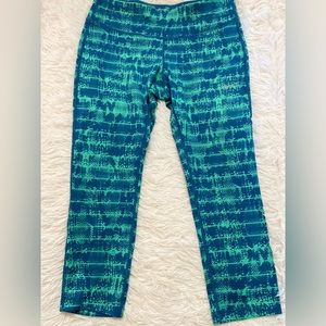 Nike Dri Fit Womens Tie Dye Capri Pull On Activewear Leggings Size M Blue Green